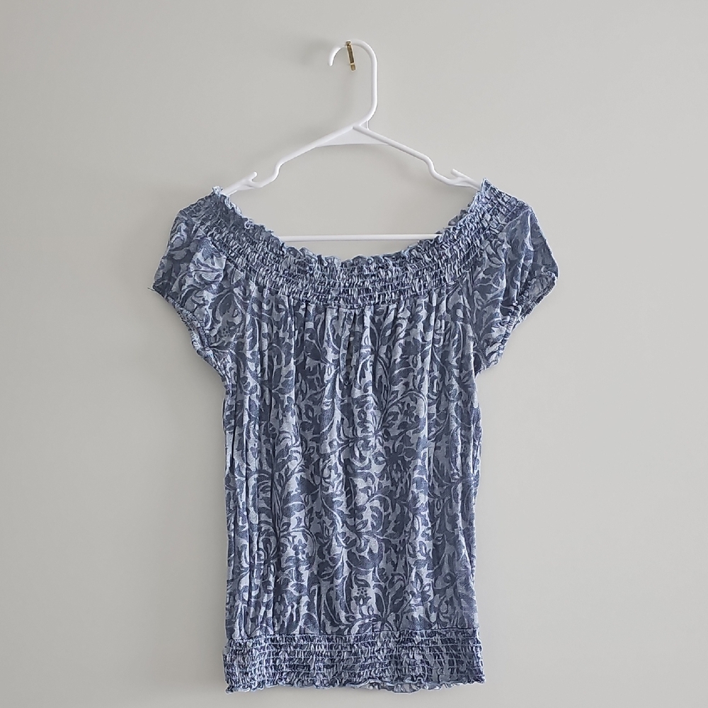 Blue Floral Women's Top (Off-shoulder)